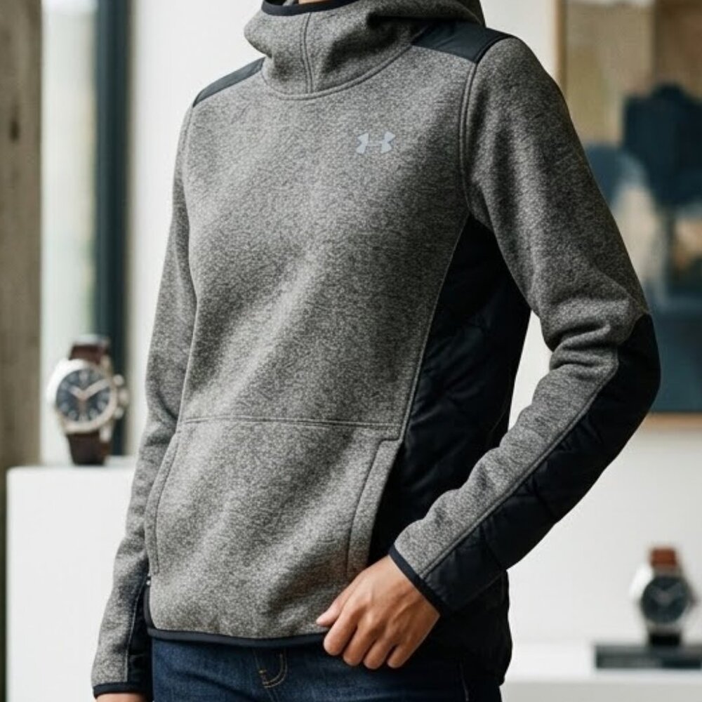 Gorpcore Under Armour ColdGear Reactor Gray Hybrid Hoodie Jacket Size M Medium